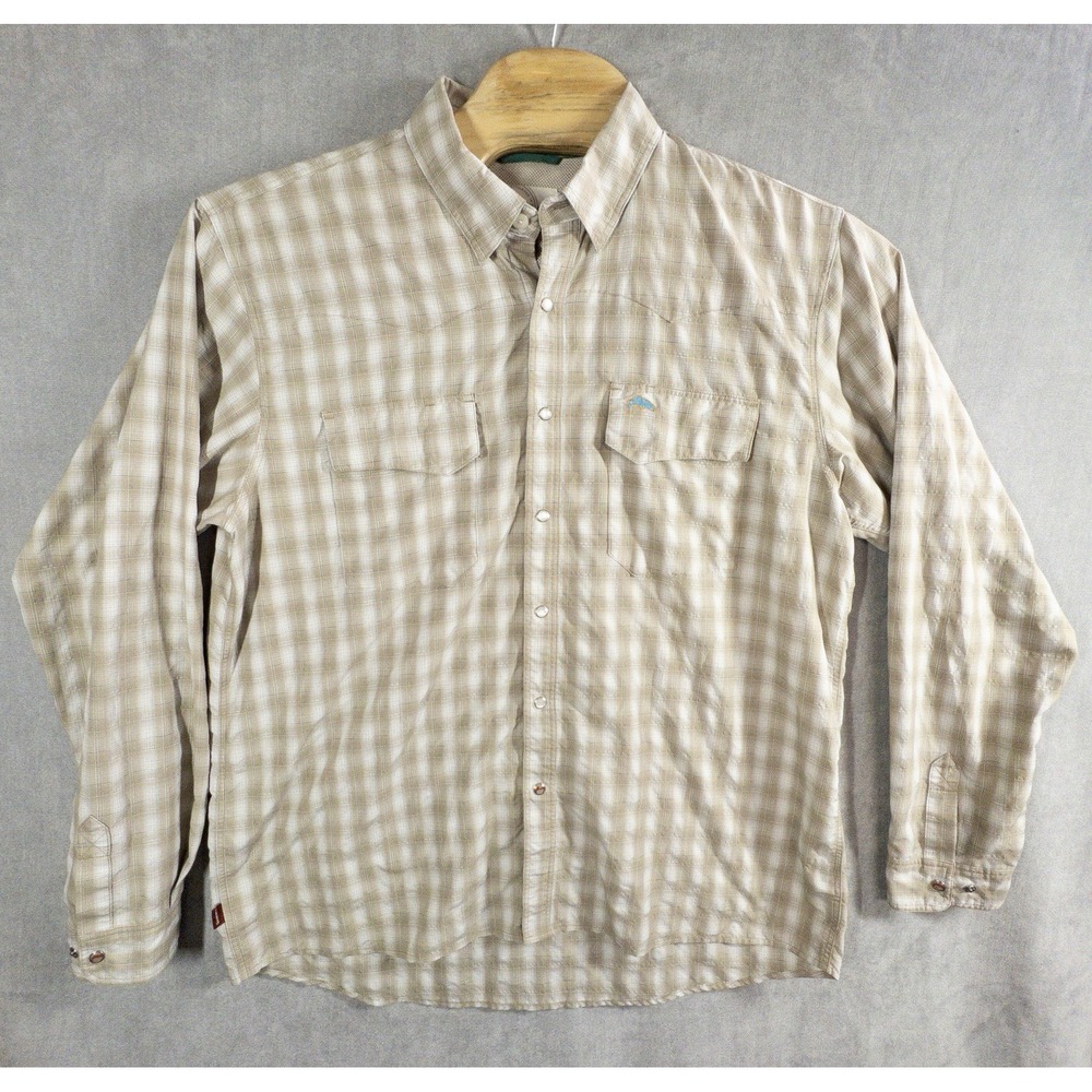Simms Fishing Big Sky Pearl Snap Shirt Mens XL Lake Outdoor Gorpcore Boating